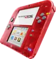 A Transparent Red/Crystal Red Nintendo 2DS