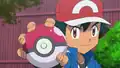 Ash's Frogadier's Poké Ball has a larger ring around its button than it should have