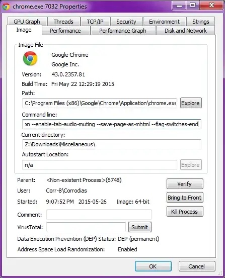 process properties dialog