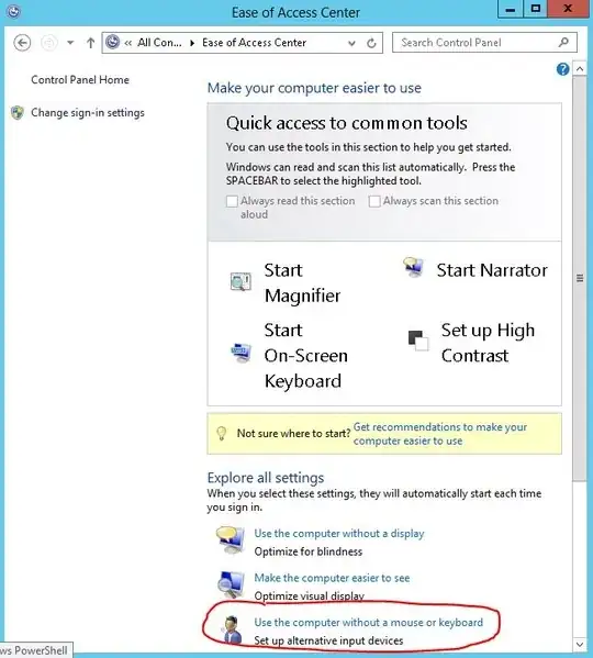 Select "Use the computer without a mouse or keyboard"
