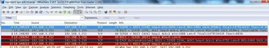 Wireshark capture of telnet frames