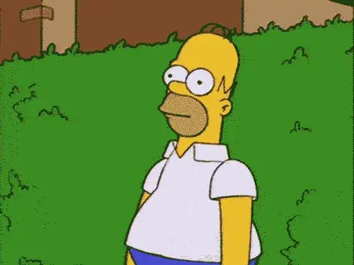 Homer backing into bushes