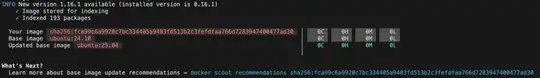 docker scout quickview of custom image using Ubuntu 24.10