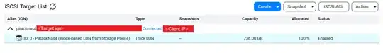 nas gui iscsi target connection