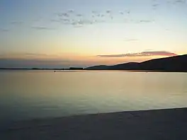 A lake at sunset