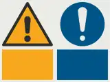 A multi-message sign for hazard and mandatory action, in a vertical format