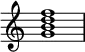{
\override Score.TimeSignature #'stencil = ##f
\relative c'' {
\clef treble
\time 4/4
<g b d f>1
} }
