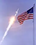 Bright flame from first stage of the Saturn V, burning RP-1