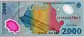 Special 2,000 lei note made for the 1999 eclipse, showing the eclipse path over the map of Romania