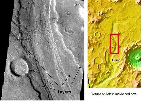 Layers in Reull Vallis, as seen by THEMIS