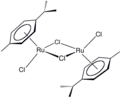 The diruthenium of cymene is readily cleaved by ligands to give monoRu half-sandwich derivatives.
