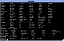 Black and white 4.3 BSD UWisc VAX Emulation LS screenshot
