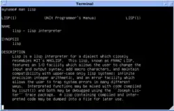 Black and white 4.3 BSD UWisc VAX Emulation Lisp Manual screenshot