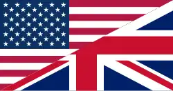 A mixed national flag of the US and the UK, representing English