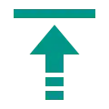 Up-looking arrow below a flat surface (a line)