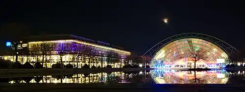 The Leipzig Trade Fair seen from the west during the 35C3
