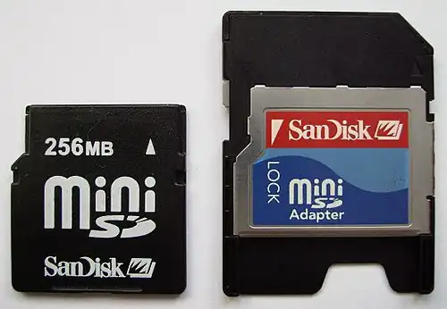 MiniSD memory card including adapter