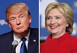 Side-by-side photos of President Donald Trump and Senator Hillary Clinton