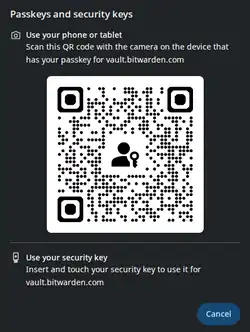 A QR code to authenticate with WebAuthn using Hybrid Transport