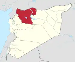Map of Syria with Aleppo highlighted