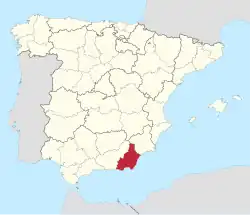 Map of Spain with Almería highlighted