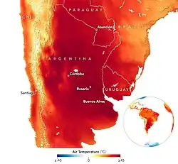 Heat wave intensification. Events like the 2022 Southern Cone heat wave are becoming more common.[273]