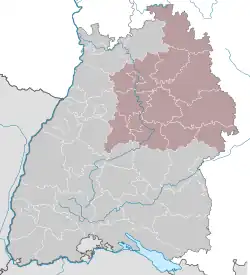 Map of Baden-Württemberg highlighting Stuttgart
