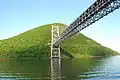 View from Hudson River looking east with Bear Mountain Bridge in foreground