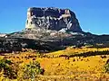Autumn comes to Chief Mountain in Glacier National Park in Montana.