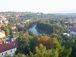 Olza river between Cieszyn and Český Těšín, Silesian Foothills