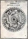 1683 map by French cartographer Alain Manesson Mallet from his publication Description de L'Univers. Shows a sea below both the Atlantic and Pacific oceans at a time when Tierra del Fuego was believed joined to Antarctica. Sea is named Mer Magellanique after Ferdinand Magellan.