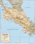 Shaded relief map of Costa Rica