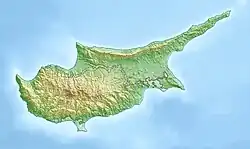 Location of Mount Kyparissovouno on the island of Cyprus