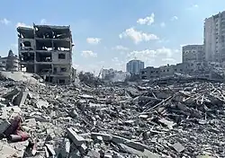 Israeli airstrike destruction in Rimal, October 9, 2023