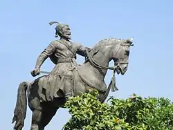 A statue of Shivaji opposite the Gateway of India in South Mumbai