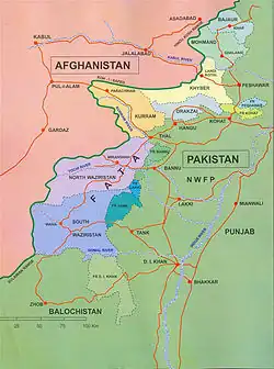 Location of the former Frontier Regions in the former Federally Administered Tribal Areas