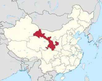 Location of Gansu in China