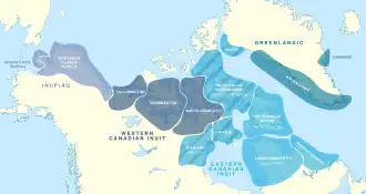 Map of Inuit oral languages and dialects