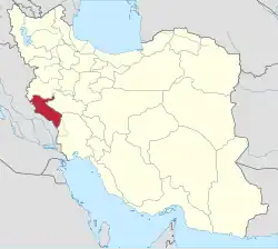Location of Ilam province in&nbsp;Iran
