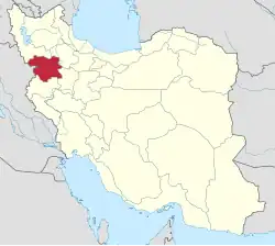 Location of Kurdistan province in&nbsp;Iran