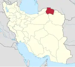 Location of North Khorasan province in&nbsp;Iran