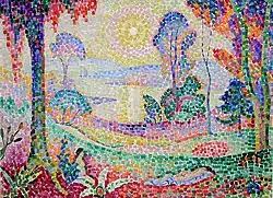 Jean Metzinger, 1906, Coucher de soleil no. 1 (Landscape), oil on canvas, 72.5 × 100&nbsp;cm, Rijksmuseum Kröller-Müller, Otterlo, Netherlands