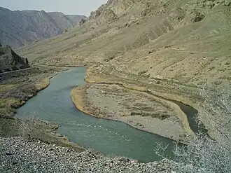 Aras River on the Iranian border near Julfa