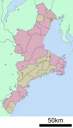 Location of Kawagoe in Mie Prefecture