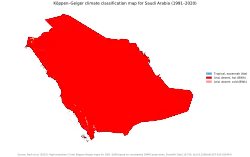 Köppen–Geiger climate classification map at 1-km resolution for Saudi Arabia (1991–2020)