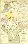 "ruthenian languages and people" mentioned in the linguistic and political map of Eastern Europe by Casimir Delamarre (1868)