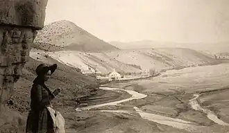 Looking up Caliente Rio at the Hot Springs, photo by Dana B. Chase, 1884–1892