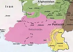 Balochistan region in pink