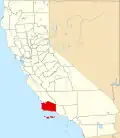 State map highlighting Santa Barbara County