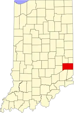 Map of Indiana highlighting Franklin County